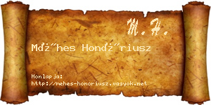 Méhes Honóriusz névjegykártya